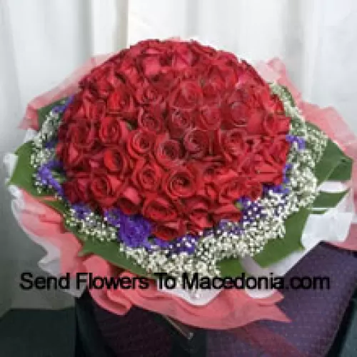 Bunch Of 101 Red Roses With Fillers